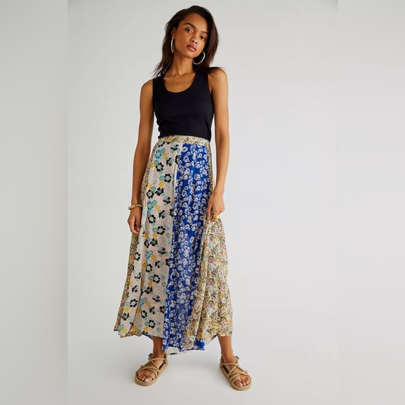 Free people- Floral Patchwork Maxi Skirt - Picture 1 of 1